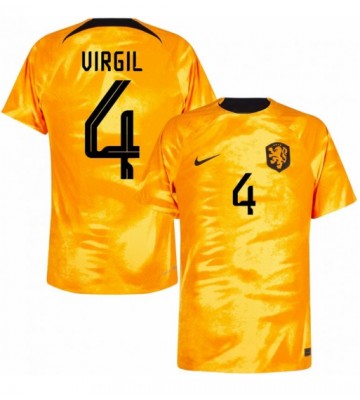 Nederländerna Virgil van Dijk #4 Hemmatröja VM 2022 Kortärmad
